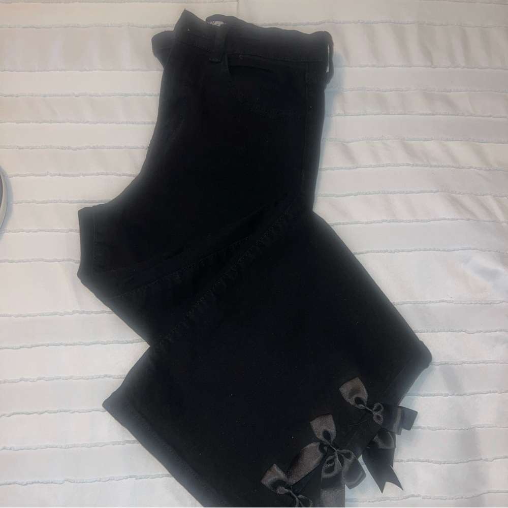 Soho Black Kids Jeans with Bow Accents
